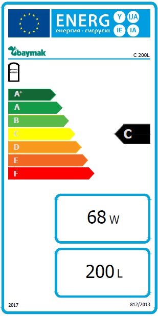 Baymak Aqua 200 Lt Çift Serpantinli Boyler Enerji Etiketleri